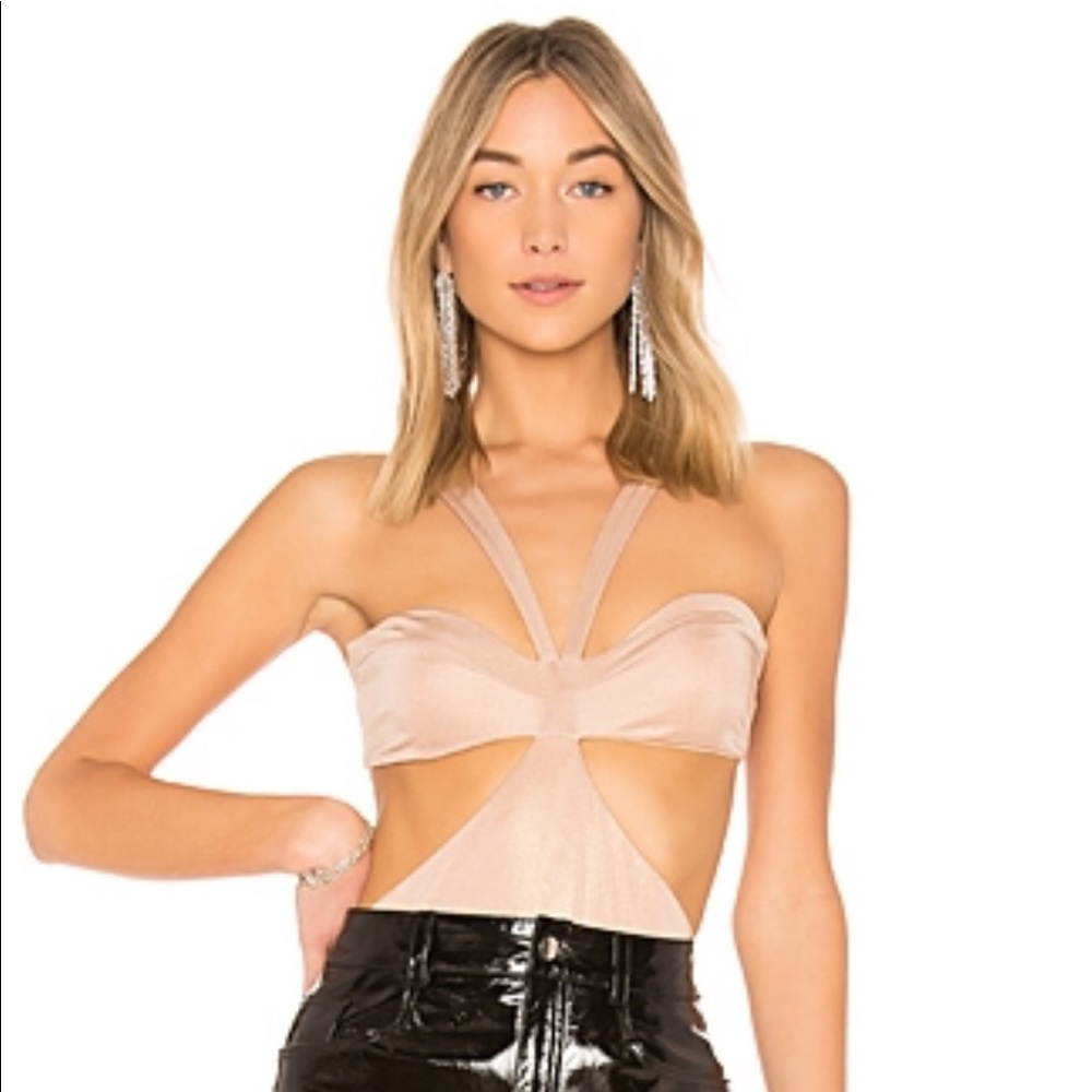 TWIST BANDEAU BODYSUIT IN PINK CHAMPAGNE